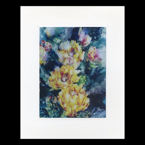 Cactus Flower Print In Lightweight Presentation Mat - Prickly Pear - Picture 2 of 5